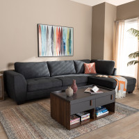 Baxton Studio U9380K-Dark Grey-RFC-SF Petra Modern and Contemporary Charcoal Fabric Upholstered Right Facing Sectional Sofa